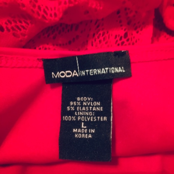 MODA VS Red Floral Lace Sexy Dress L - Picture 6 of 6